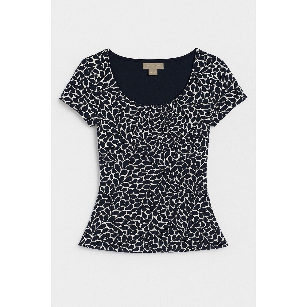 🌸 Ann Taylor Petite Navy & White Floral Blouse – Size Medium (PM)